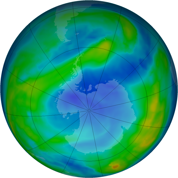 Antarctic ozone map for 24 June 2013